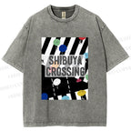 Unisex Shibuya Crossing Printed Washed Tee