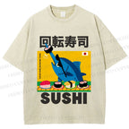 Unisex Kaiten Sushi Printed Washed Tee