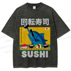 Unisex Kaiten Sushi Printed Washed Tee
