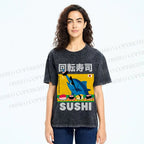 Unisex Kaiten Sushi Printed Washed Tee