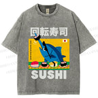 Unisex Kaiten Sushi Printed Washed Tee