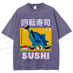 Unisex Kaiten Sushi Printed Washed Tee