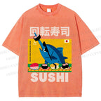 Unisex Kaiten Sushi Printed Washed Tee