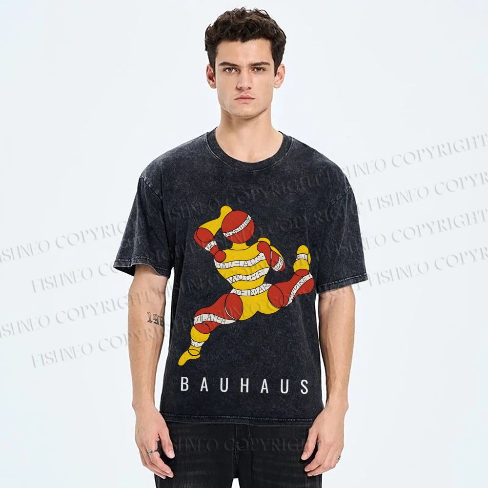 Unisex Bauhaus Muscle Man Printed Washed Tee