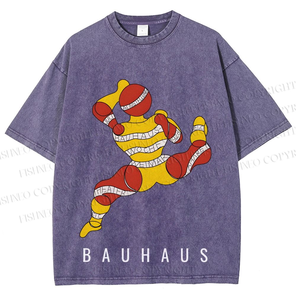 Unisex Bauhaus Muscle Man Printed Washed Tee