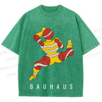 Unisex Bauhaus Muscle Man Printed Washed Tee