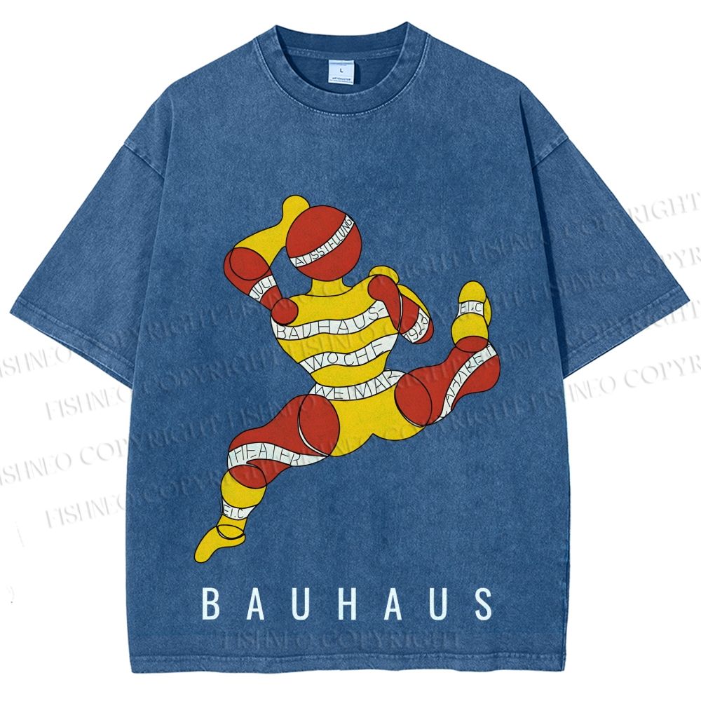 Unisex Bauhaus Muscle Man Printed Washed Tee