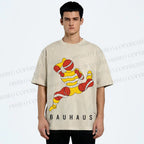 Unisex Bauhaus Muscle Man Printed Washed Tee