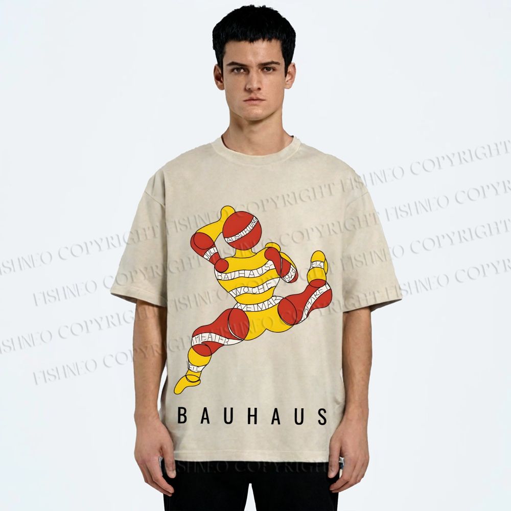 Unisex Bauhaus Muscle Man Printed Washed Tee