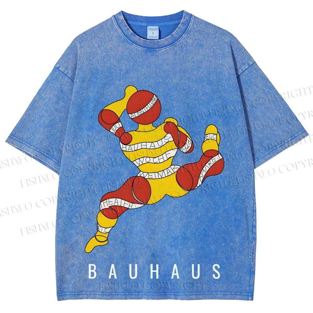 Unisex Bauhaus Muscle Man Printed Washed Tee