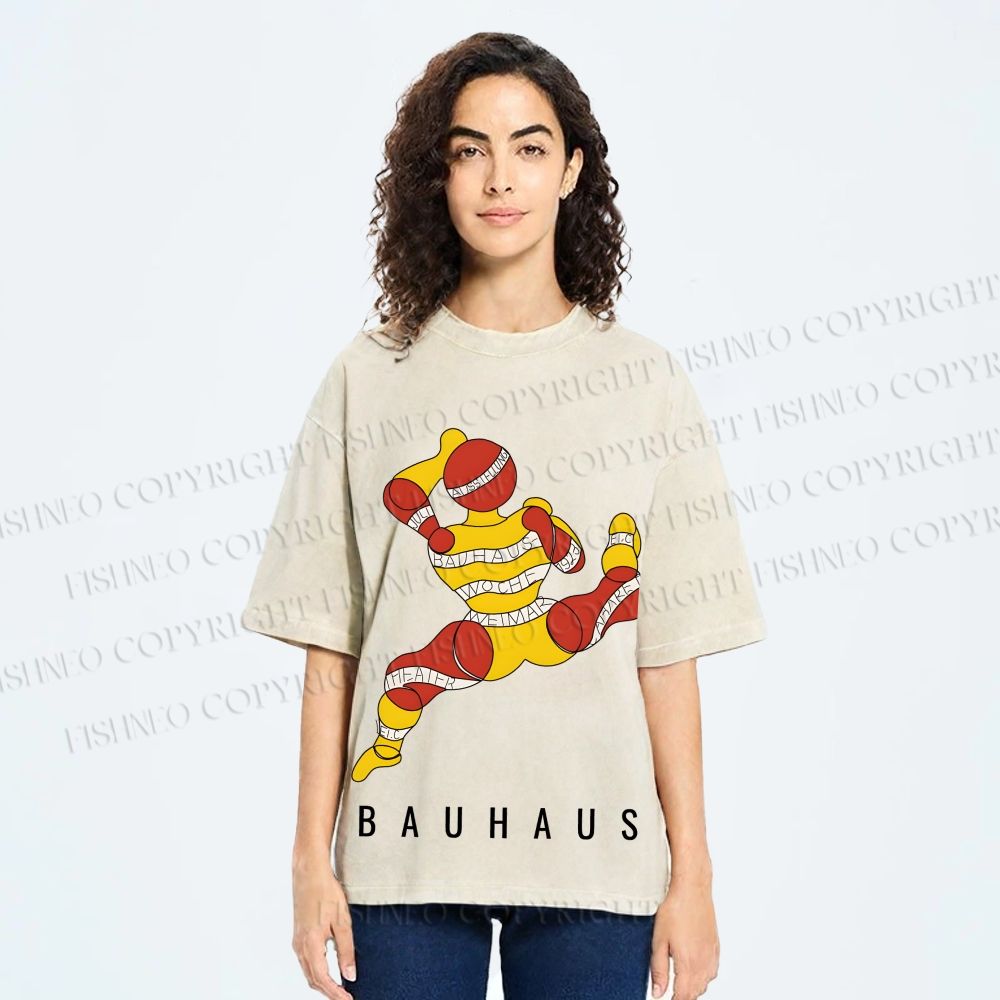 Unisex Bauhaus Muscle Man Printed Washed Tee
