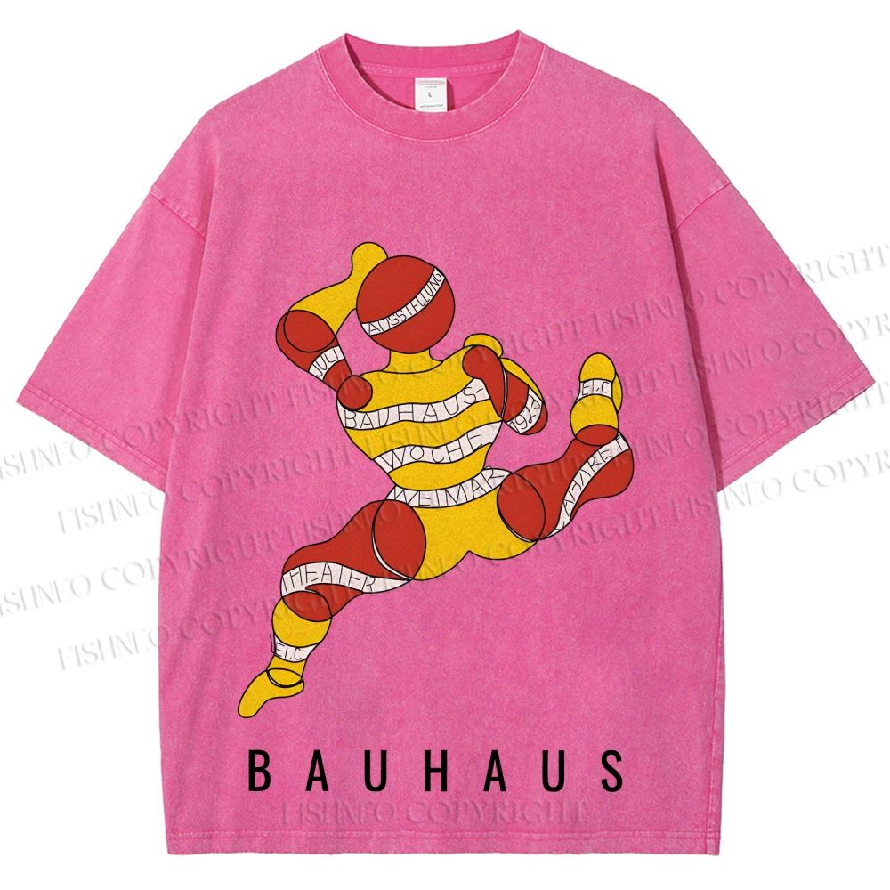 Unisex Bauhaus Muscle Man Printed Washed Tee