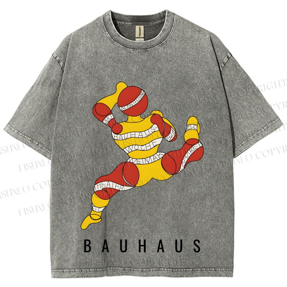 Unisex Bauhaus Muscle Man Printed Washed Tee