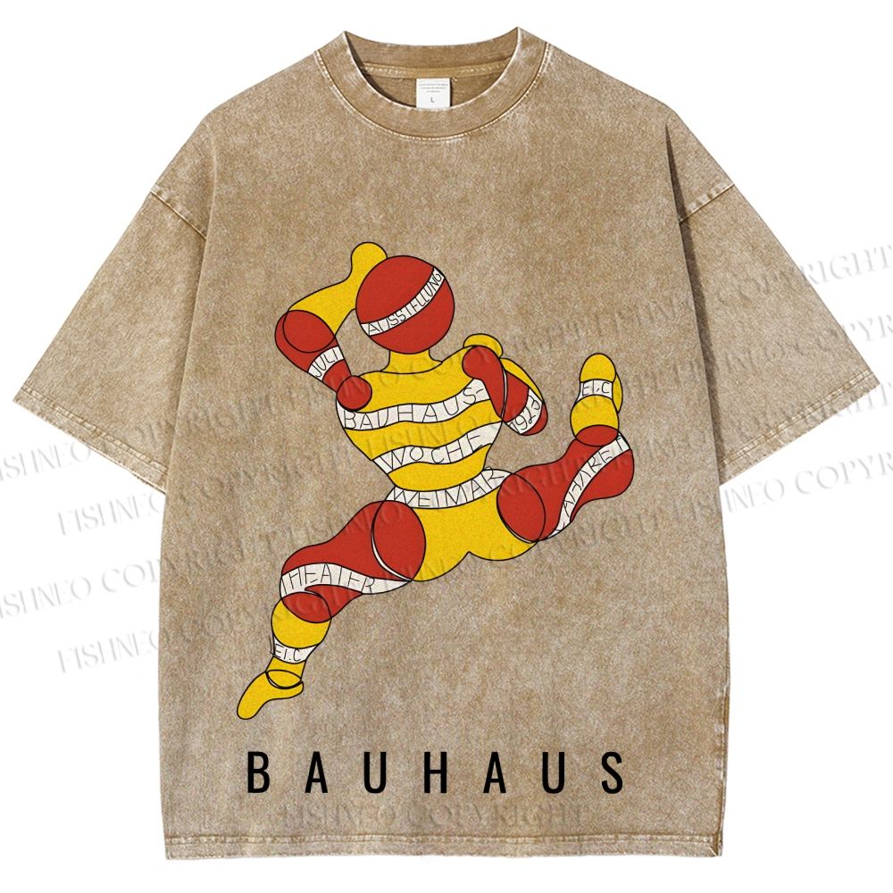 Unisex Bauhaus Muscle Man Printed Washed Tee
