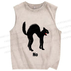 Unisex Cat No Printed Washed Tank Top