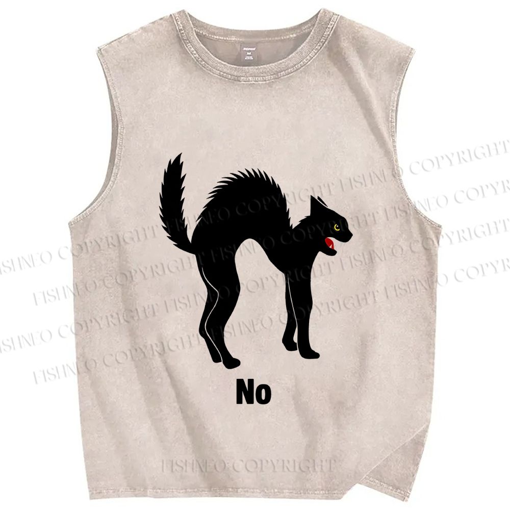Unisex Cat No Printed Washed Tank Top