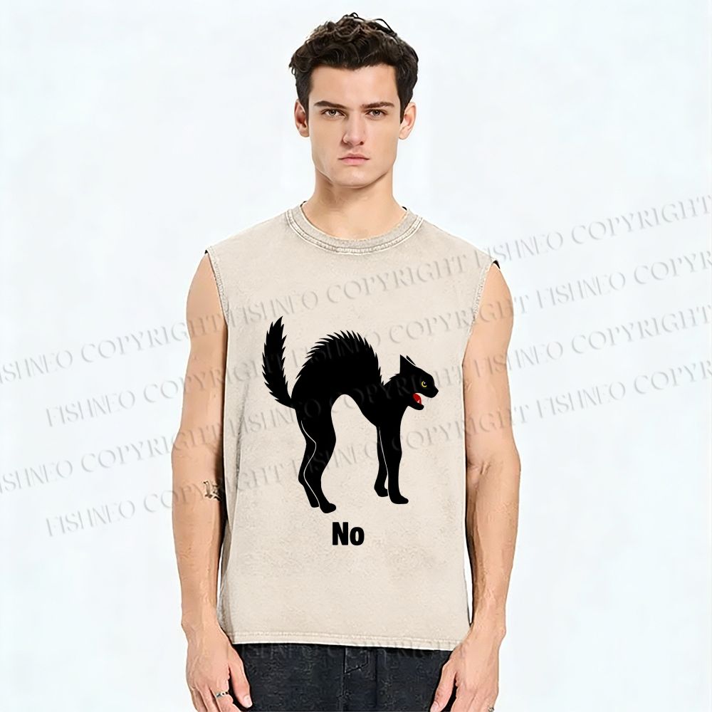 Unisex Cat No Printed Washed Tank Top