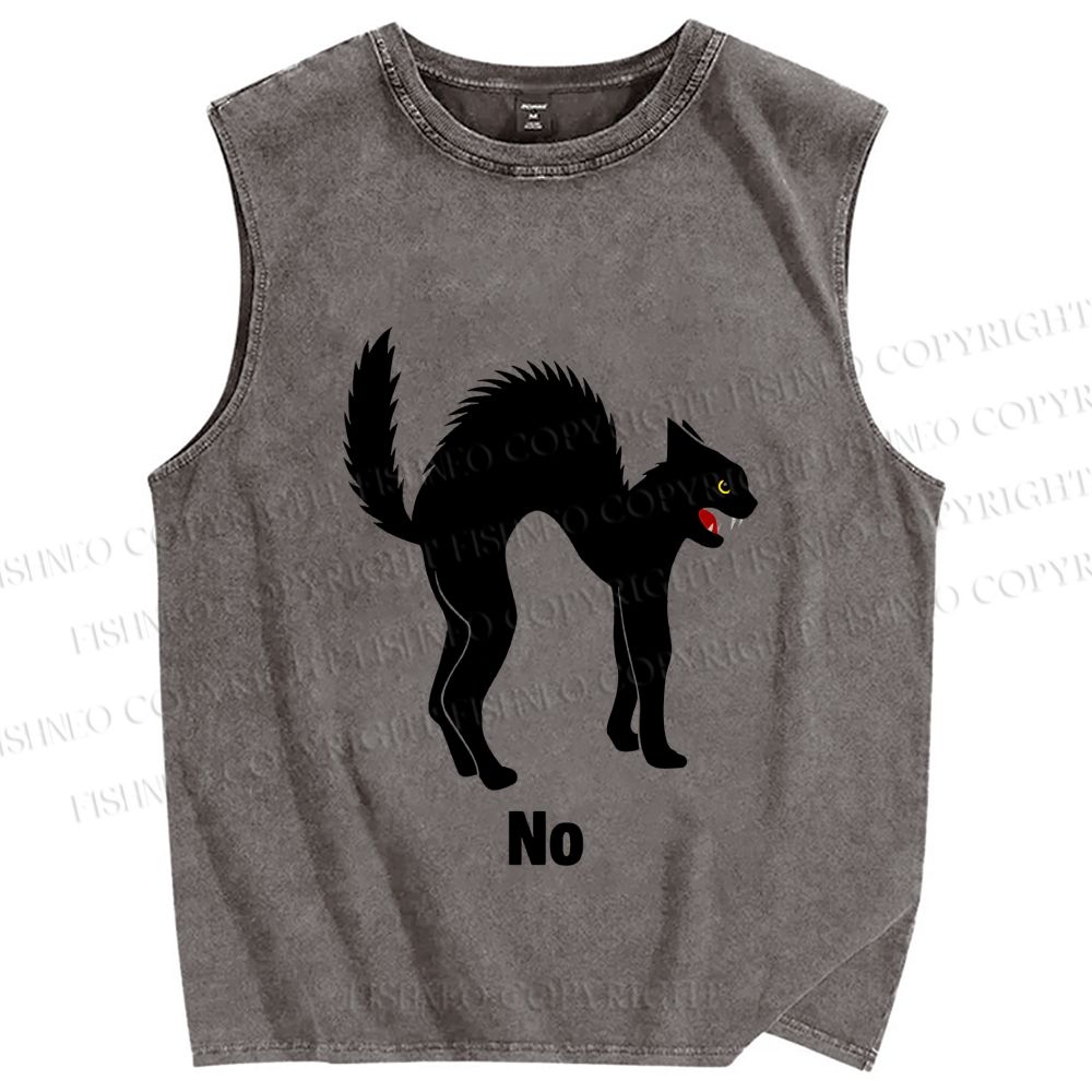 Unisex Cat No Printed Washed Tank Top