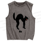 Unisex Cat No Printed Washed Tank Top
