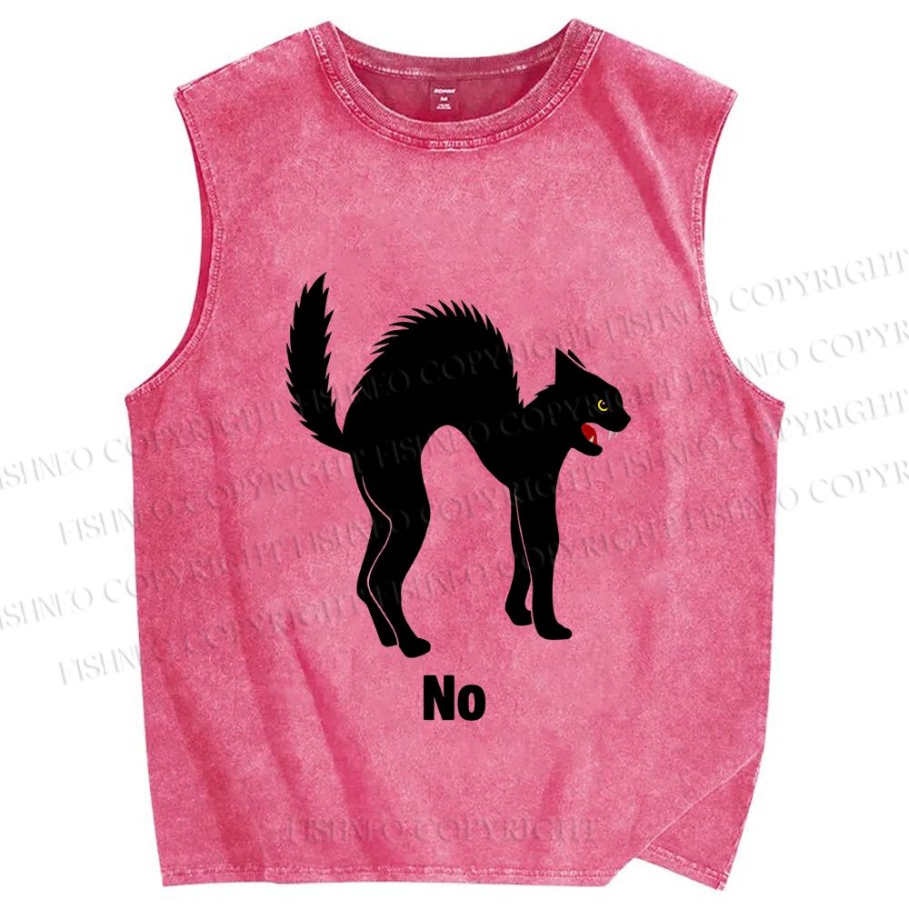 Unisex Cat No Printed Washed Tank Top