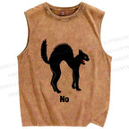 Unisex Cat No Printed Washed Tank Top