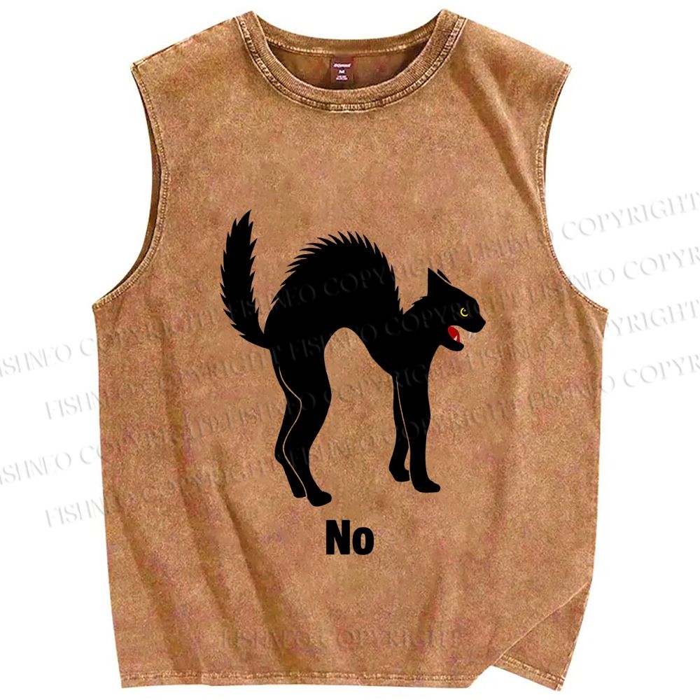 Unisex Cat No Printed Washed Tank Top