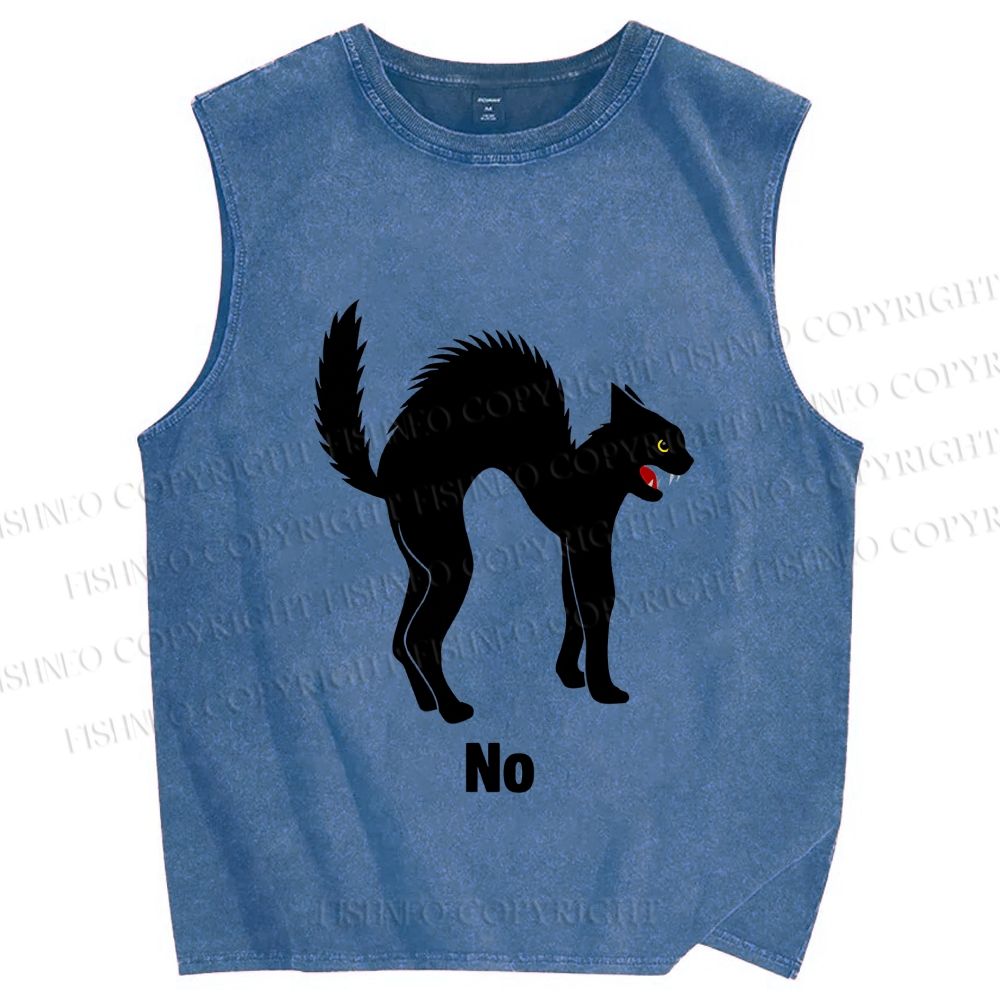 Unisex Cat No Printed Washed Tank Top