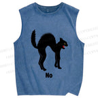 Unisex Cat No Printed Washed Tank Top