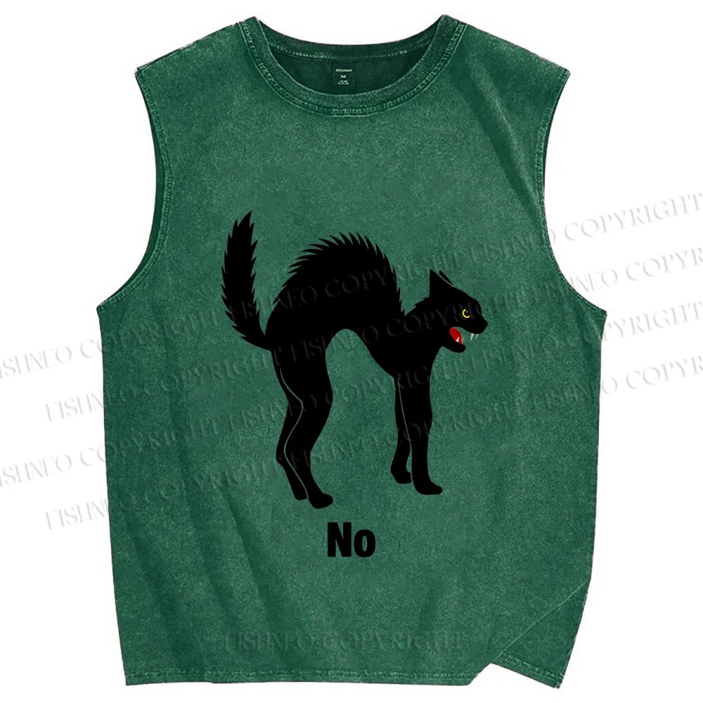 Unisex Cat No Printed Washed Tank Top