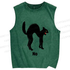 Unisex Cat No Printed Washed Tank Top