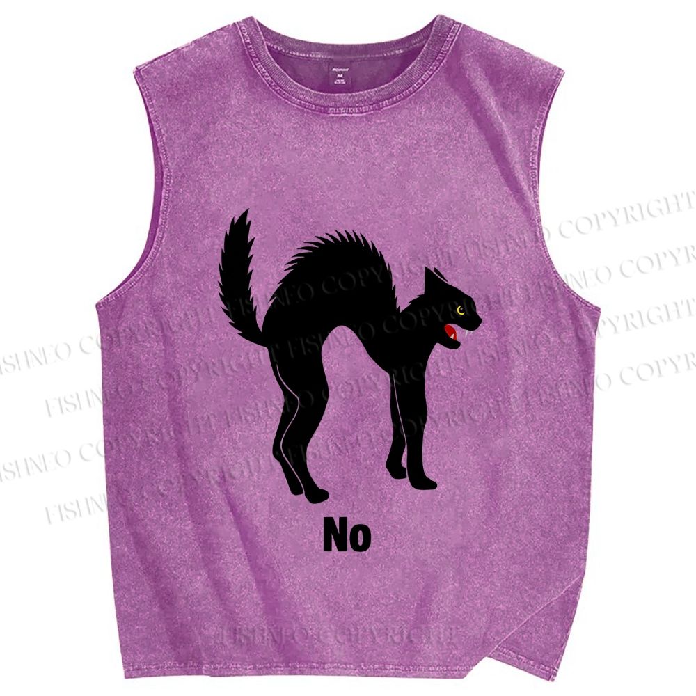 Unisex Cat No Printed Washed Tank Top