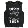 Unisex Sussy Baka Cat Printed Washed Tank Top