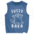 Unisex Sussy Baka Cat Printed Washed Tank Top