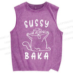 Unisex Sussy Baka Cat Printed Washed Tank Top
