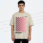 Unisex Bauhaus Pink Mosaic Printed Washed Tee