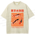 Unisex Japanese Koi Fish Printed Washed Tee
