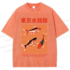 Unisex Japanese Koi Fish Printed Washed Tee