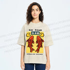 Unisex Koi Fish Pond Printed Washed Tee