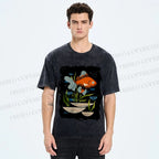 Unisex Goldfish in Pool Printed Washed Tee