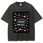 Unisex Pride Queer Magic Printed Washed Tee
