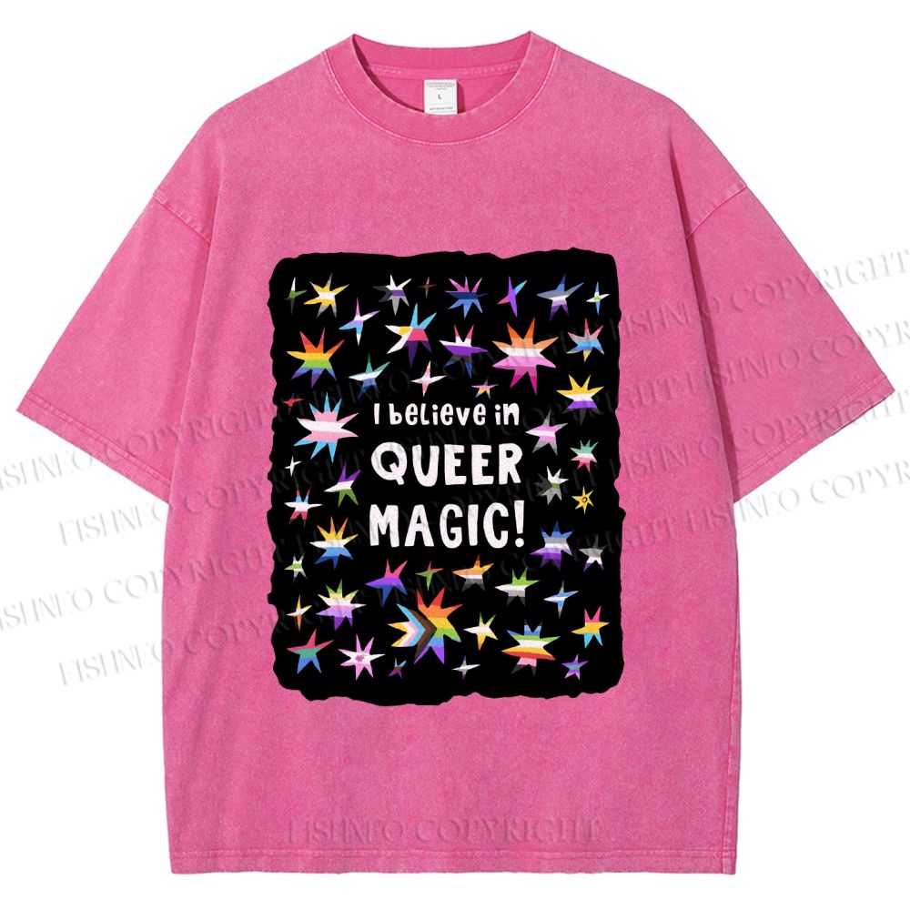 Unisex Pride Queer Magic Printed Washed Tee