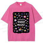Unisex Pride Queer Magic Printed Washed Tee