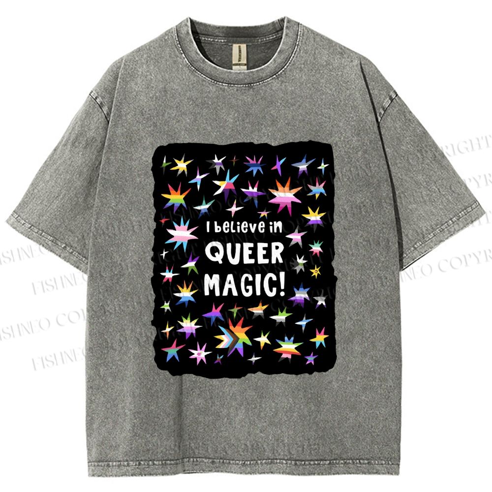 Unisex Pride Queer Magic Printed Washed Tee