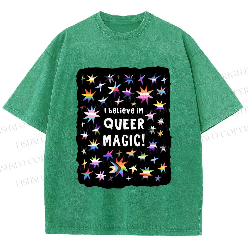 Unisex Pride Queer Magic Printed Washed Tee