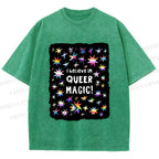 Unisex Pride Queer Magic Printed Washed Tee