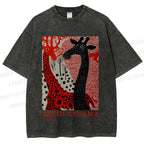 Unisex Yayoi Kusama Giraffe Printed Washed Tee
