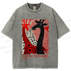 Unisex Yayoi Kusama Giraffe Printed Washed Tee