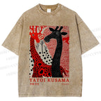 Unisex Yayoi Kusama Giraffe Printed Washed Tee