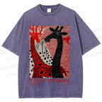 Unisex Yayoi Kusama Giraffe Printed Washed Tee