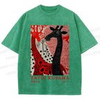 Unisex Yayoi Kusama Giraffe Printed Washed Tee